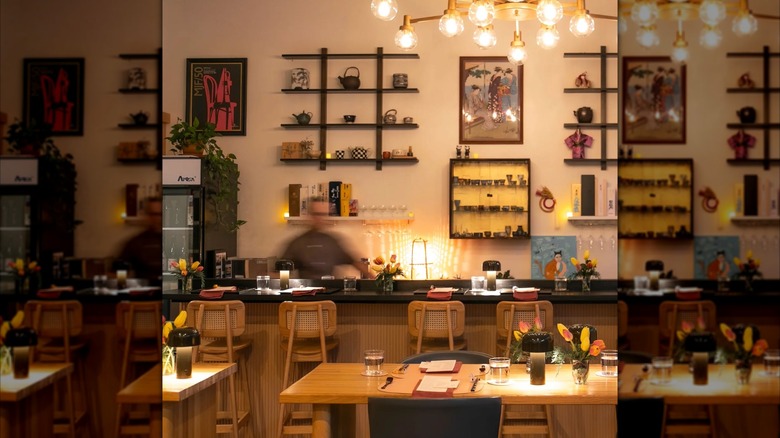 Inside of Nodoguro, including counter and table seating