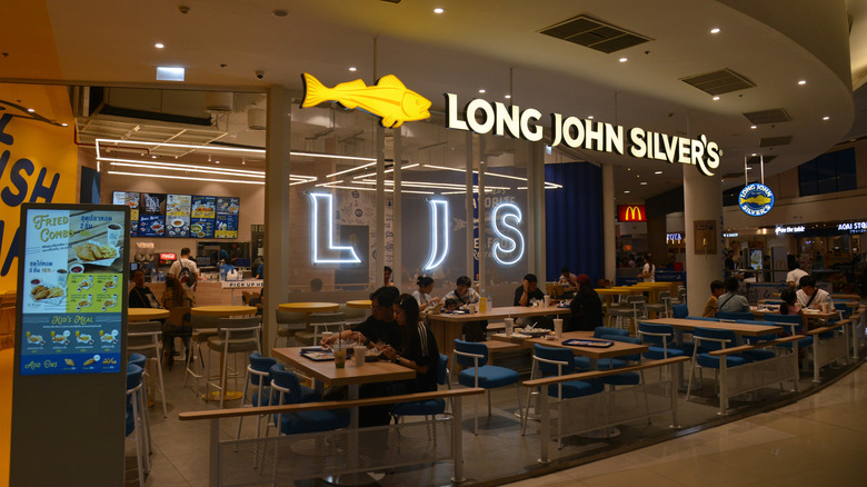 The interior of a Long John Silver's fast food restaurant