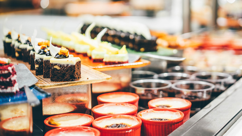 The dessert counter at a buffet