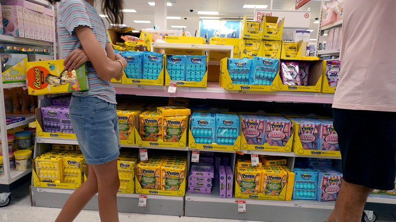 Peeps lining store shelves