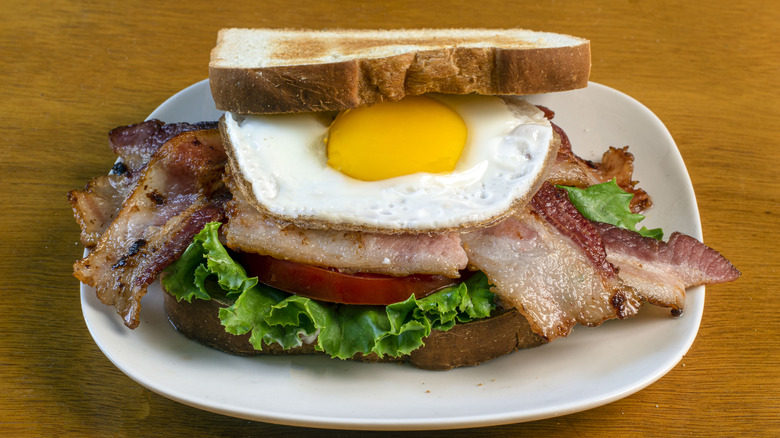 BLT sandwich with fried egg