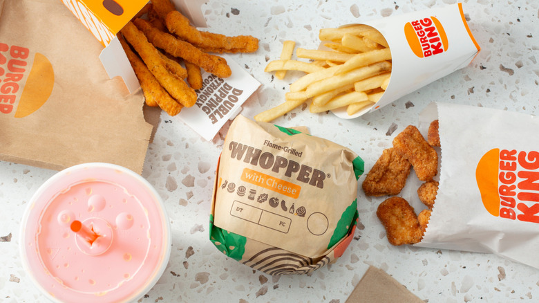 top down view of Burger King menu items