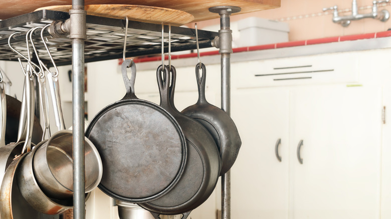 pots and pans hanging