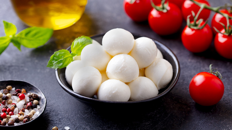 Balls of fresh mozzarella