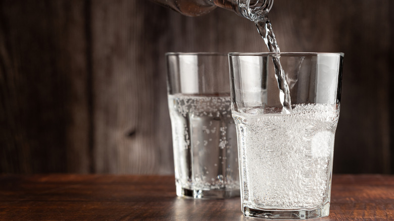Club soda poured into glass
