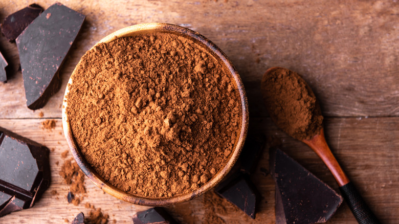 A bowl of cocoa powder