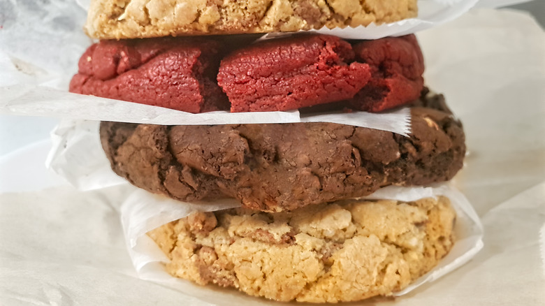 Gourmet cookies on top of each other