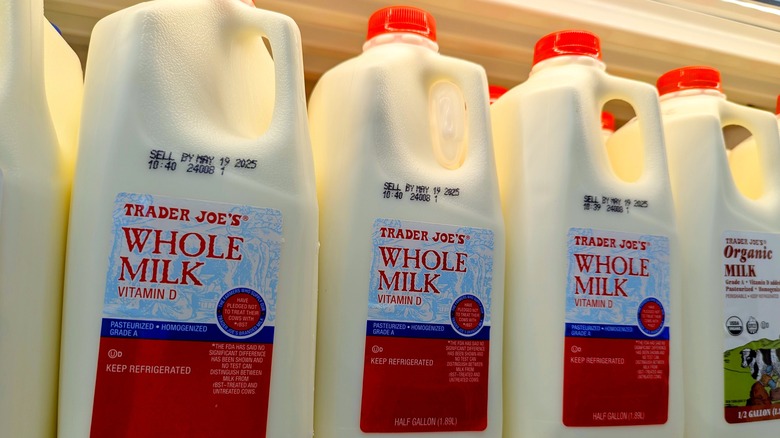 Trader Joe's whole milk on the shelf