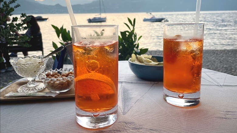 Aperitivo at sunset in Lake Como, Italy