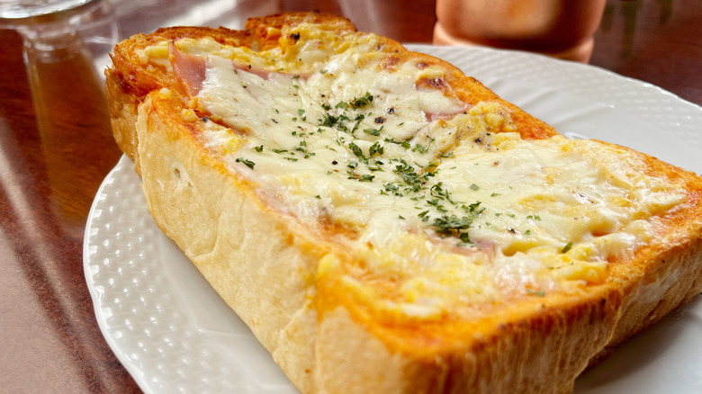 Close-up of pizza toast in Japan