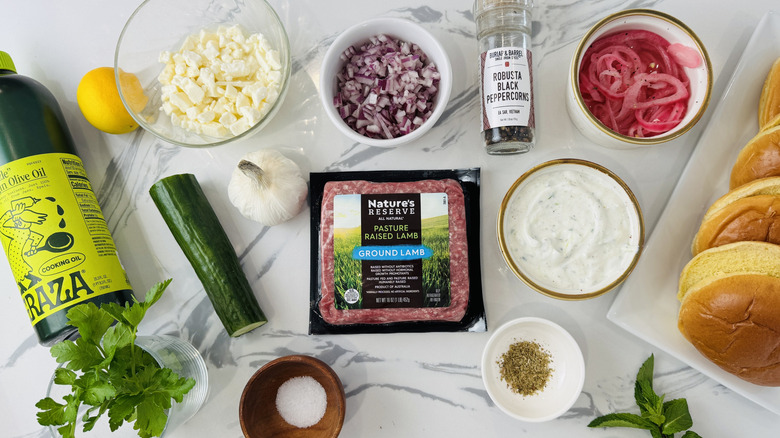 Ingredients for juiciest lamb burgers