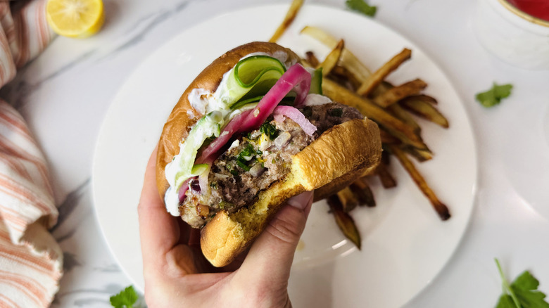 Serving juiciest lamb burgers