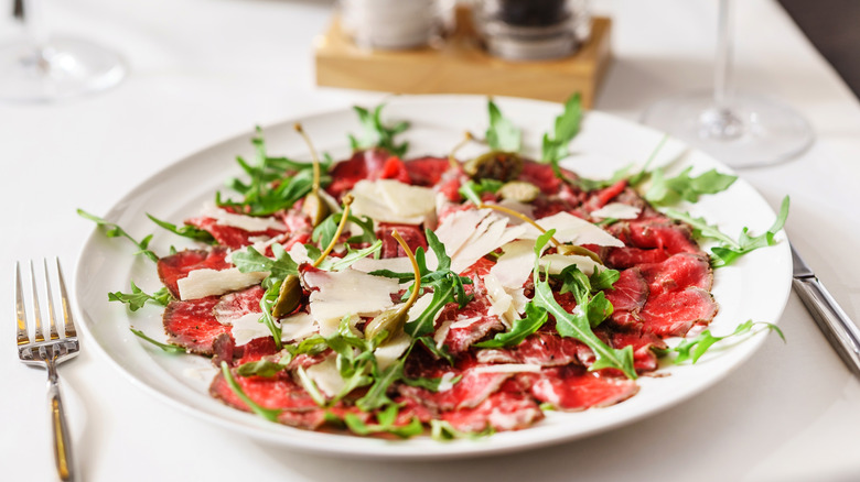 Beef Carpaccio with shaved Parmesan and arugula