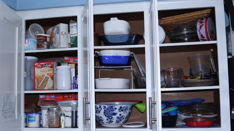 Cluttered cabinets