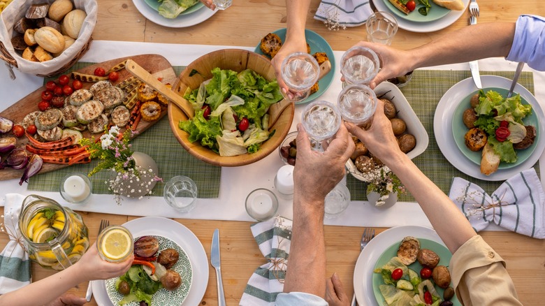 A table beautifully set for an outdoor dinner party