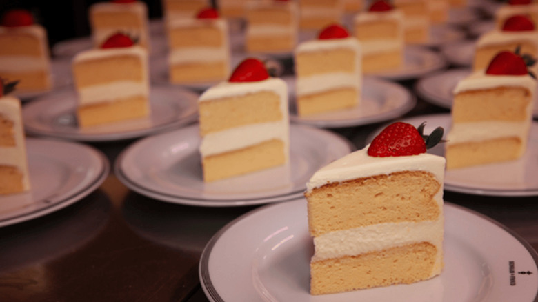 Multiple plates of strawberry shortcake