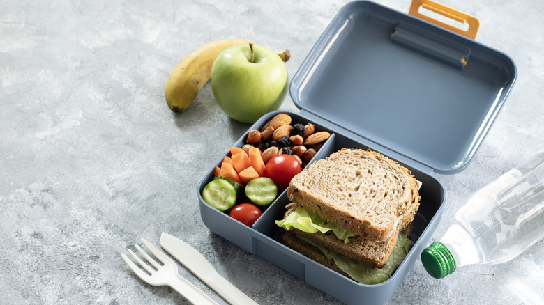 Packed lunch box on a table