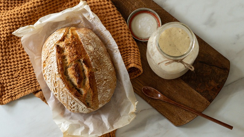 sourdough loaf with starter