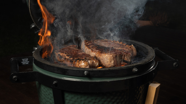 new york strip steak on grill
