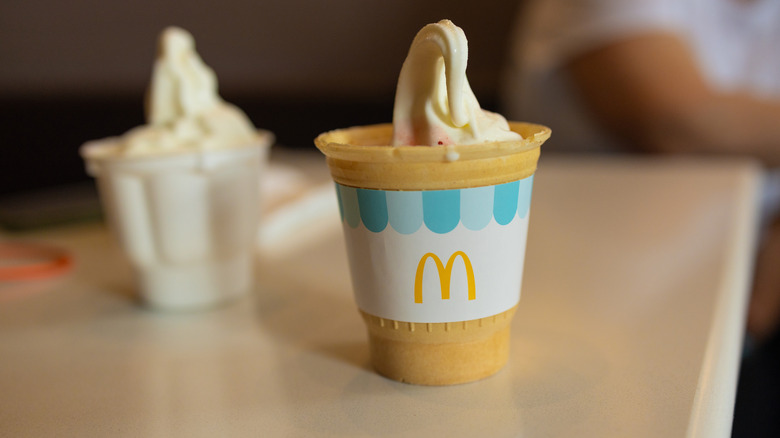 Half-eaten Mcdonald's ice cream cone
