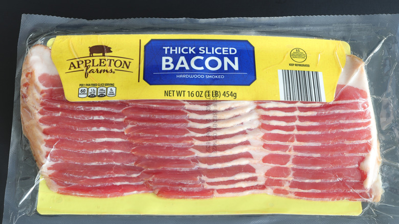 Close up of a package of Appleton Farms bacon from Aldi