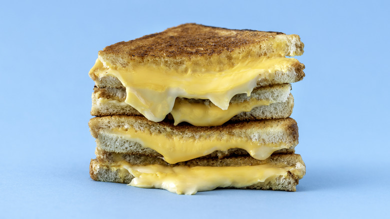 Grilled cheese sandwiches stacked