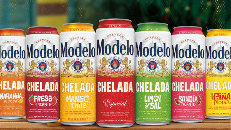 Modelo's sweet and spicy collection of canned cheladas.