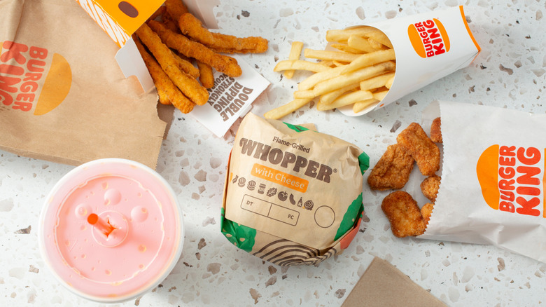 top view of Burger King menu items