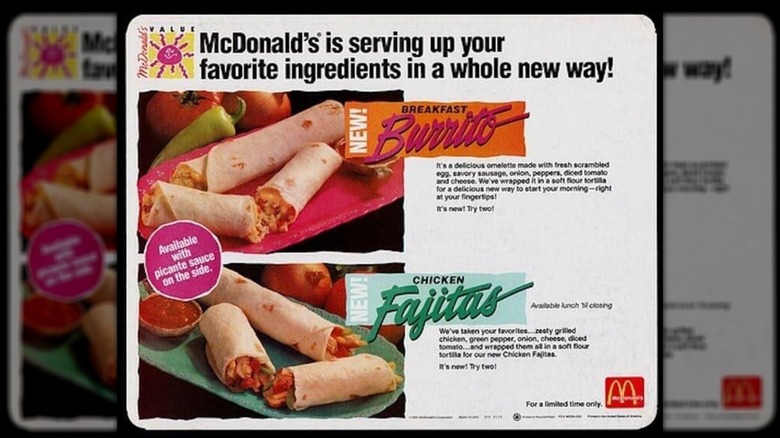 old McDonald's sign for chicken fajitas