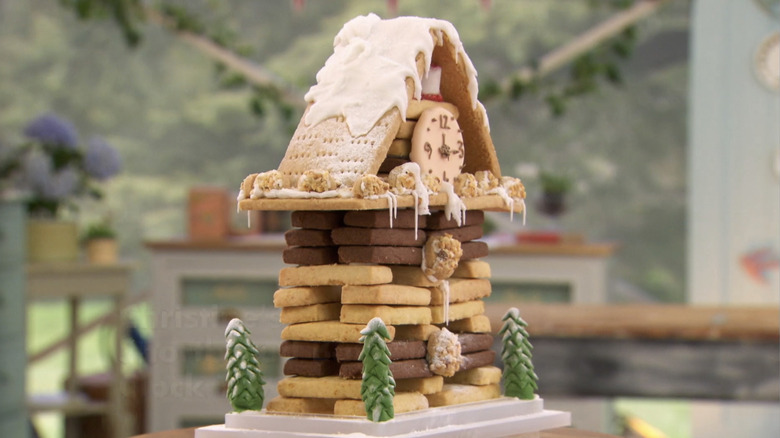 Great British Baking Show contestant Christine's shortbread clock tower