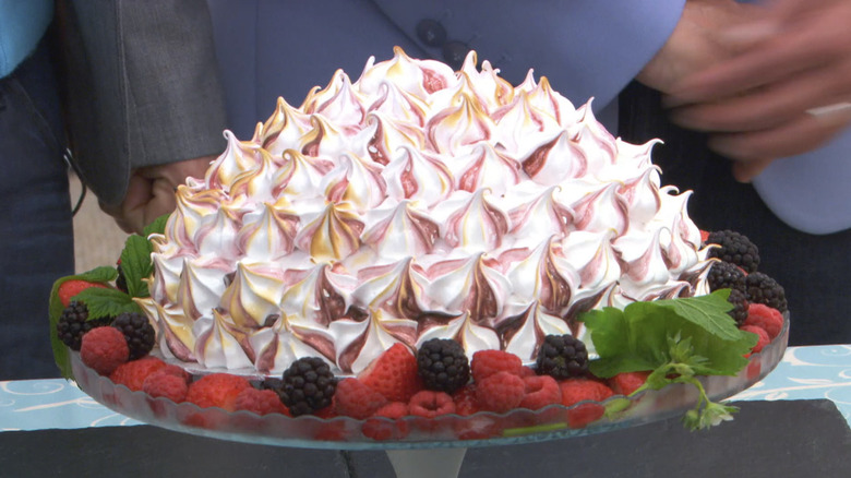 Nancy's Baked Alaska on a serving pedestal