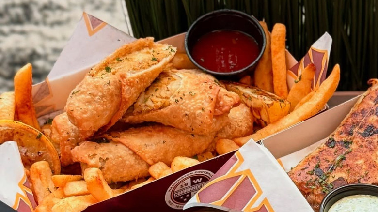 Crab rolls jerk chicken quesadilla