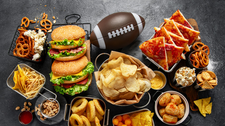 assorted football stadium foods