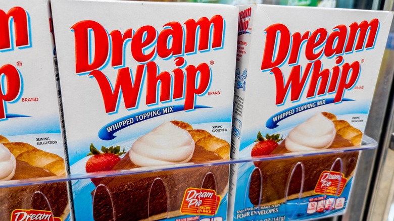 Boxes of Dream Whip on a store shelf