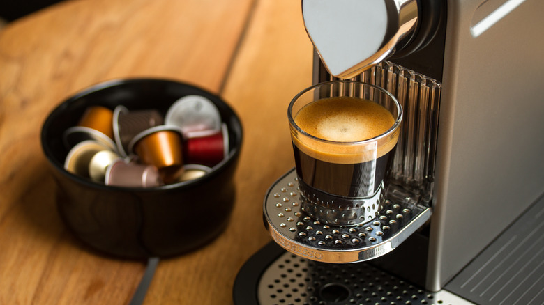Nespresso machine with drink