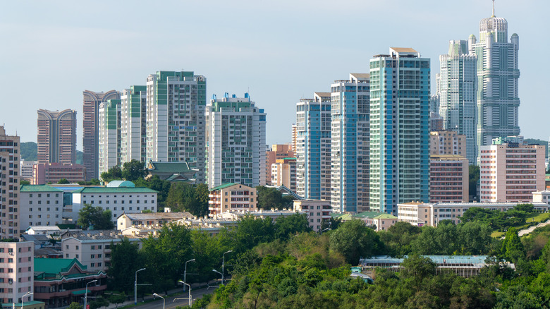 Skyline of Pyongyang, North Korea.