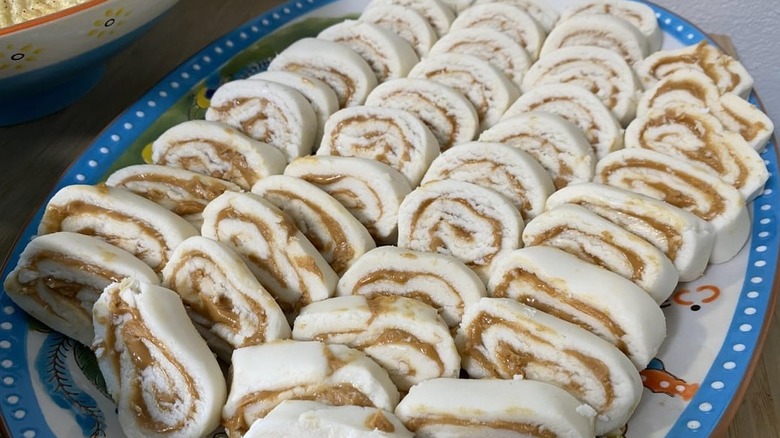 Plate of spiral peanut butter potato candies