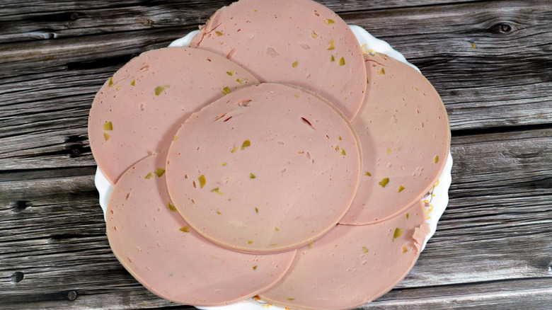 slices of olive loaf deli meat