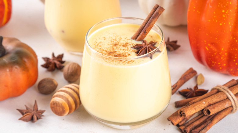 Creamy autumnal cocktail with cinnamon