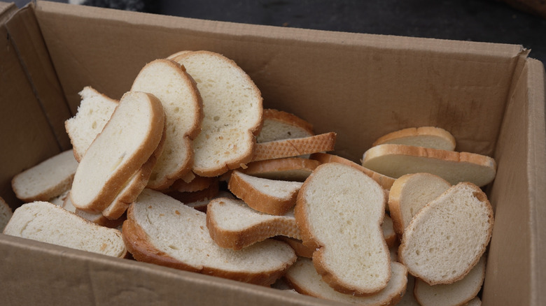 A box of stale bread slices.
