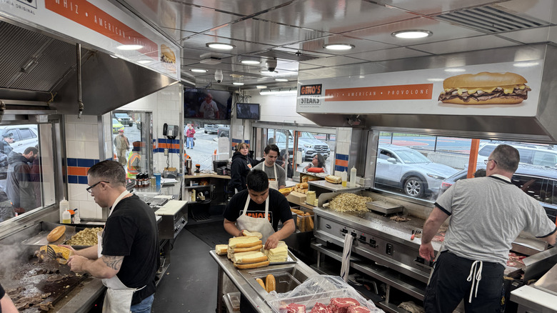 Interior of the kitchen area at Geno's Steaks