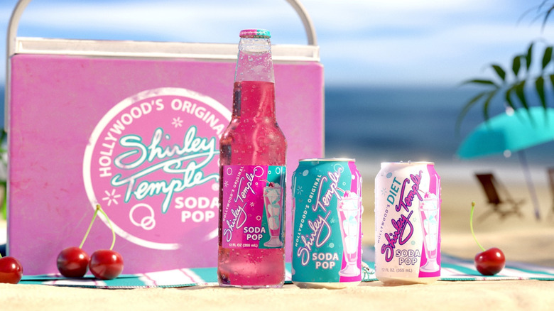 Hollywood's Original Shirley Temple Soda Pop bottles and cans