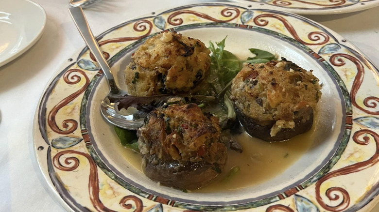 stuffed mushrooms on a plate at Basilio Inn