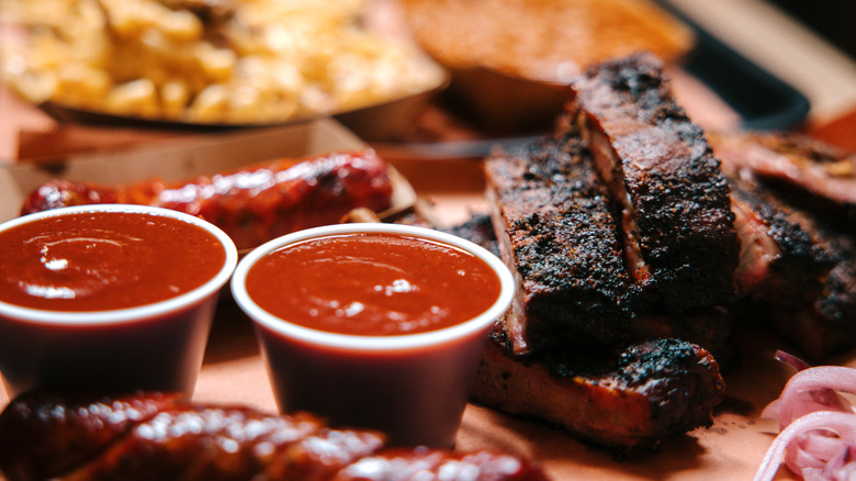 Barbecue platter at a restaurant.