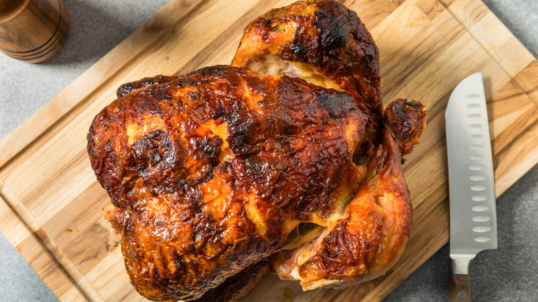 Homemade barbecue rotisserie chicken