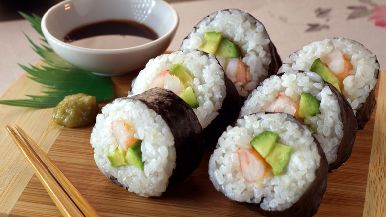 California sushi roll on a plate