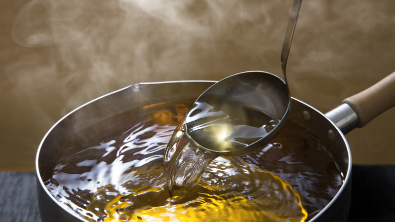 A ladle of dashi stock