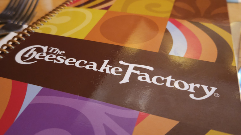 close up of The Cheesecake Factory menu's front cover