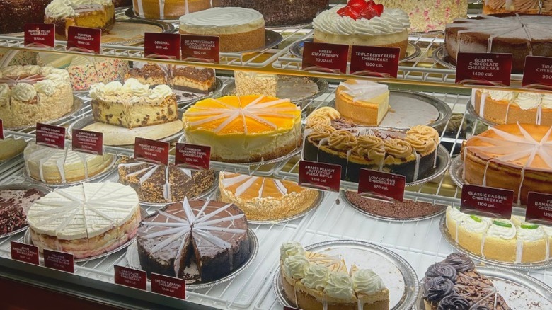 The Cheesecake Factory display case of cheesecakes