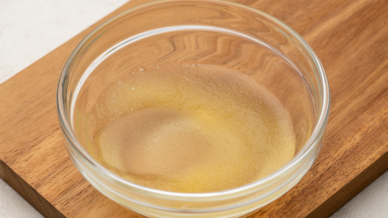 a bowl of blooming gelatin